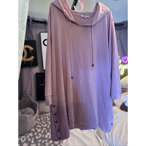 cable & Gauge C & G plus size 3xl   Rose blush pink hooded side snap short/top - Picture 1 of 3